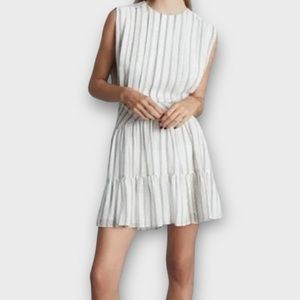 Reiss Women’s Sofia Dress Size 4 Striped Tiered Fit Flare Mini Designer Luxury